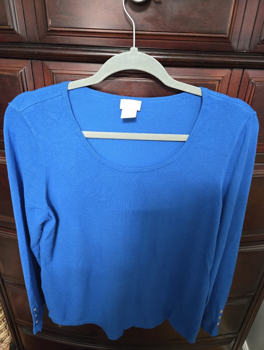 Chico's Bright Blue Crewneck Long Sleeve Top
